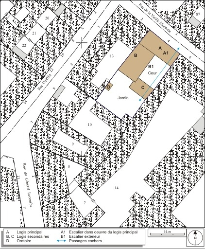 Plan masse et de situation. Extrait du plan cadastral, 1974, section AP. © André Céréza / Région Bourgogne-Franche-Comté, Inventaire du patrimoine - 2009