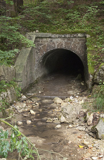 L'entrée du pont, aqueduc du Vaubillon (n°6), aux Tavins. © Jérôme Mongreville / Région Bourgogne-Franche-Comté, Inventaire du patrimoine - 2009