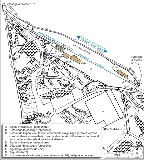 Plan de situation. Extrait du plan cadastral informatisé, 2006, section AE, échelle 1:3500. © André Céréza / Région Bourgogne-Franche-Comté, Inventaire du patrimoine - 2009