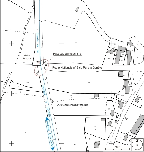 Plan de situation. Extrait du plan cadastral informatisé, 2007, section unique, échelle 1:2000. © André Céréza / Région Bourgogne-Franche-Comté, Inventaire du patrimoine - 2009