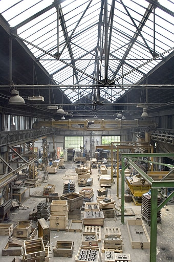 Vue intérieure de l'atelier de fonderie au sable (cadrage vertical). © Jérôme Mongreville / Région Bourgogne-Franche-Comté, Inventaire du patrimoine - 2009