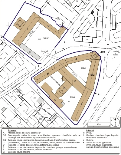 Plan-masse et de situation. Extrait du plan cadastral numérisé, sections HY et HZ, échelle 1:1000. Source : Direction générale des Finances Publiques - Cadastre ; édition : 22 septembre 2009. © André Céréza / Région Bourgogne-Franche-Comté, Inventaire du patrimoine - 2010 Plan-masse et de situation. Extrait du plan cadastral numérisé, sections HY et HZ, échelle 1:1000. Source : Direction générale des Finances Publiques - Cadastre ; édition : 22 septembre 2009. © André Céréza / Région Bourgogne-Franche-Comté, Inventaire du patrimoine - 2010