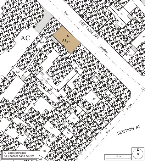 Plan masse et de situation. Extrait du plan cadastral, 1974, section AC. © André Céréza / Région Bourgogne-Franche-Comté, Inventaire du patrimoine - 2010