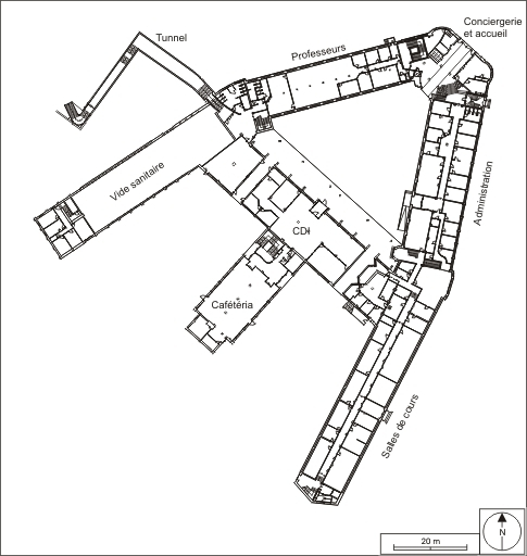 Externat : plan du rez-de-chaussée. © André Céréza, Catherine Bayo / Région Bourgogne-Franche-Comté, Inventaire du patrimoine - 2010 Externat : plan du rez-de-chaussée. © André Céréza, Catherine Bayo / Région Bourgogne-Franche-Comté, Inventaire du patrimoine - 2010