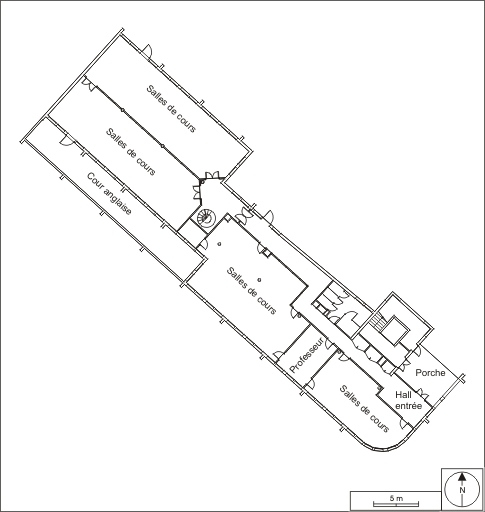 Externat, bâtiment Coste : plan du rez-de-chaussée. © André Céréza, Catherine Bayo / Région Bourgogne-Franche-Comté, Inventaire du patrimoine - 2010 Externat, bâtiment Coste : plan du rez-de-chaussée. © André Céréza, Catherine Bayo / Région Bourgogne-Franche-Comté, Inventaire du patrimoine - 2010