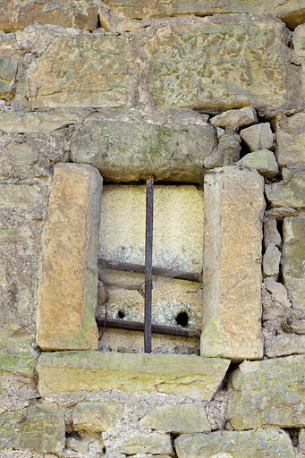 Ancienne baie encastrée dans le mur d'enceinte, 7 rue du Vieux Moulin. © Jérôme Mongreville / Région Bourgogne-Franche-Comté, Inventaire du patrimoine - 2010