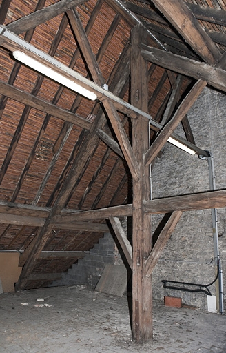 Intérieur, comble : détail de la charpente. © Yves Sancey / Région Bourgogne-Franche-Comté, Inventaire du patrimoine - 2010