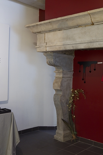 Intérieur, pièce du rez-de-chaussée : détail de la partie gauche de la cheminée. © Yves Sancey / Région Bourgogne-Franche-Comté, Inventaire du patrimoine - 2010