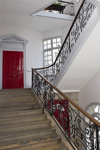 Escalier : détail de la volée desservant le premier étage. © Yves Sancey / Région Bourgogne-Franche-Comté, Inventaire du patrimoine - 2010