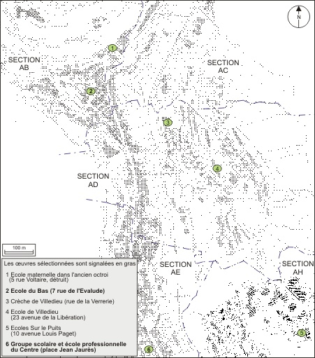 Plan de localisation : partie nord. © André Céréza / Région Bourgogne-Franche-Comté, Inventaire du patrimoine - 2010