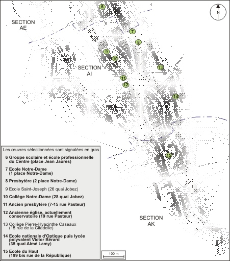 Plan de localisation : partie sud. © André Céréza / Région Bourgogne-Franche-Comté, Inventaire du patrimoine - 2010
