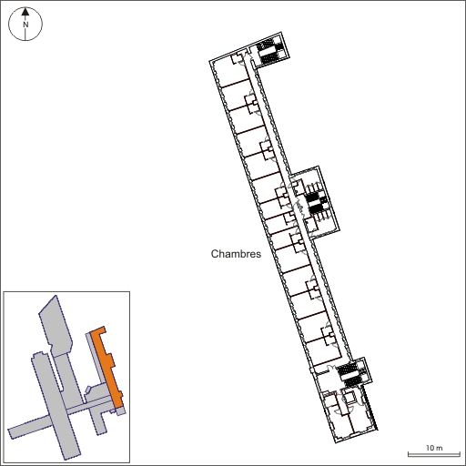 Bâtiment D : plan du 2e étage. © André Céréza / Région Bourgogne-Franche-Comté, Inventaire du patrimoine - 2010 Bâtiment D : plan du 2e étage. © André Céréza / Région Bourgogne-Franche-Comté, Inventaire du patrimoine - 2010