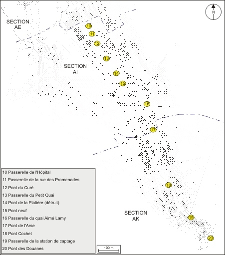 Plan de localisation : partie sud. © André Céréza / Région Bourgogne-Franche-Comté, Inventaire du patrimoine - 2010 Plan de localisation : partie sud. © André Céréza / Région Bourgogne-Franche-Comté, Inventaire du patrimoine - 2010