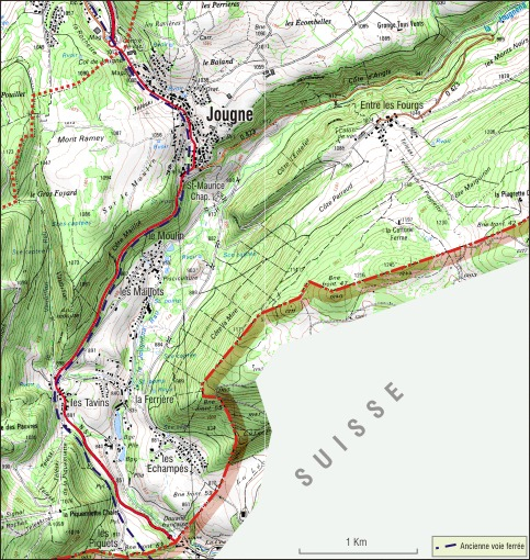 Carte de localisation de l'ancien traçé. © André Céréza / SCAN 25  IGN - 2008, Licence n° 2008CISE29-68 - 2011