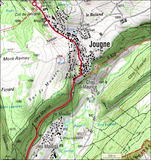 Carte de localisation. Extrait de la carte IGN, échelle 1/12 500 ; SCAN 25 (c) IGN - 2008, Licence n° 2008CISE29-68. © André Céréza / Région Bourgogne-Franche-Comté, Inventaire du patrimoine - 2011