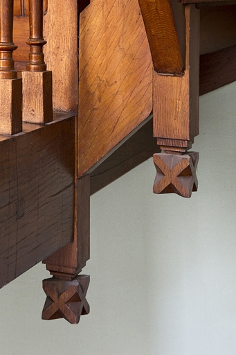 Intérieur, escalier : détail de la menuiserie. © Yves Sancey / Région Bourgogne-Franche-Comté, Inventaire du patrimoine - 2011