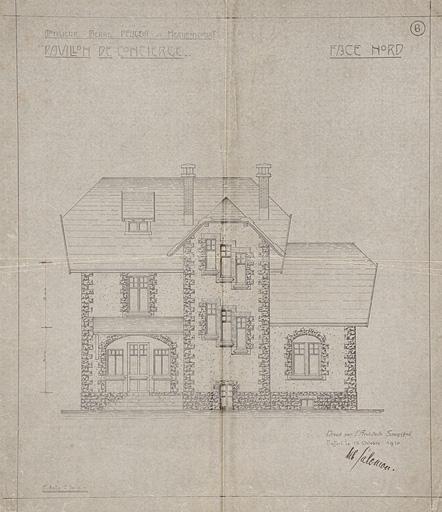 Propriété de M. Pierre Peugeot à Hérimoncourt. Pavillon de concierge. Face nord. © Jérôme Mongreville / Région Bourgogne-Franche-Comté, Inventaire du patrimoine - 2012