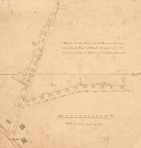 Plan des terrains et des maisons d'ouvriers situés aux lieudits Grand Boulet et Boulets Montants de Fesches-le-Châtel [...] © Jérôme Mongreville / Région Bourgogne-Franche-Comté, Inventaire du patrimoine - 2012