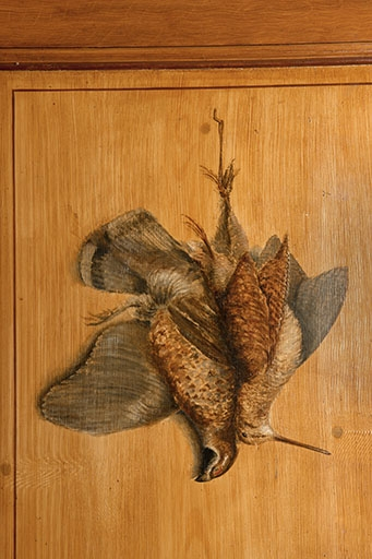 Détail de la nature morte ornant une des portes de la salle à manger © Jérôme Mongreville / Région Bourgogne-Franche-Comté, Inventaire du patrimoine - 2012