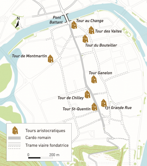 Carte de répartition des maisons-tours aristocratiques médiévales. © Dominique Morin, Mathias Papigny / Région Bourgogne-Franche-Comté, Inventaire du patrimoine - 2013
