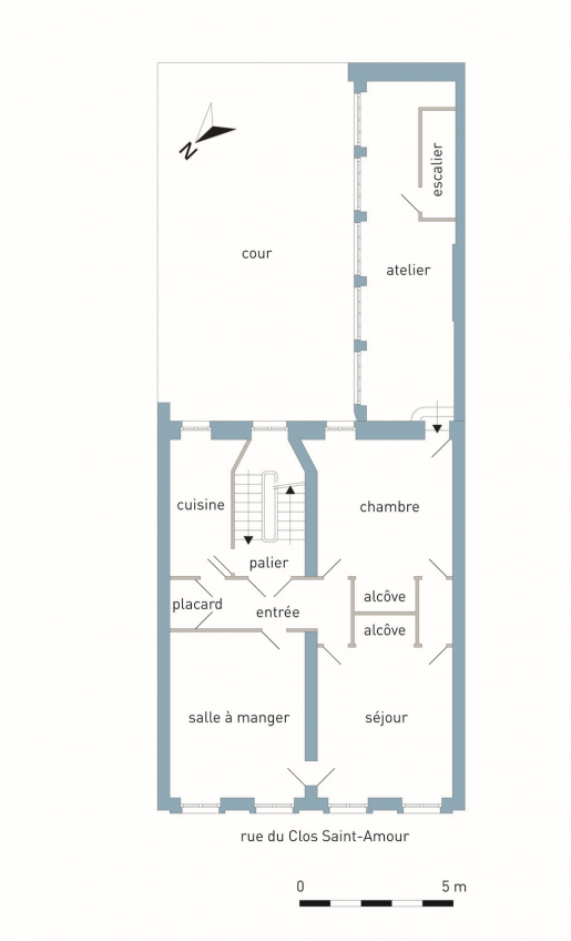 Restitution de la distribution de l'étage et de l'aile sur cour. Dessin : François Lassus, publié dans "Bulletin du centre de recherche d'art comtois", n° 9, 1995-1996. © Mathias Papigny / Région Bourgogne-Franche-Comté, Inventaire du patrimoine - 2013