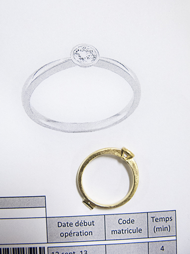 Fonte à la cire perdue : alliance sur sa fiche de fabrication. © Yves Sancey / Région Bourgogne-Franche-Comté, Inventaire du patrimoine - 2013