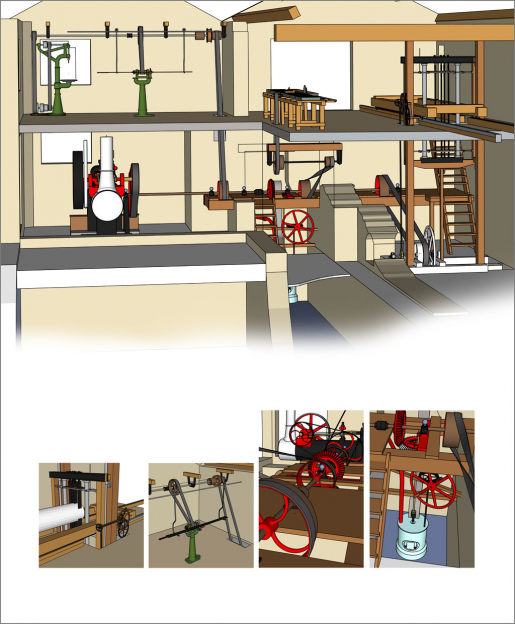 Schéma de distribution de la force motrice. © Mathias Papigny / Région Bourgogne-Franche-Comté, Inventaire du patrimoine - 2014