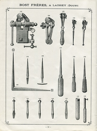 [Etaux à main, alènes, trépans, etc.], catalogue Bost Frères, 1907. © Jérôme Mongreville / Région Bourgogne-Franche-Comté, Inventaire du patrimoine - 2014