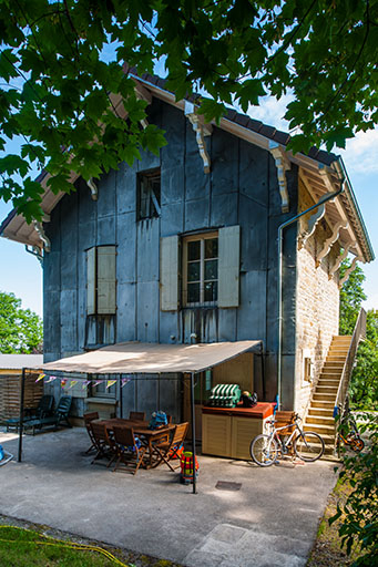  Villa Les Perrières : façade postérieure, logement. © Jérôme Mongreville / Région Bourgogne-Franche-Comté, Inventaire du patrimoine - 2014