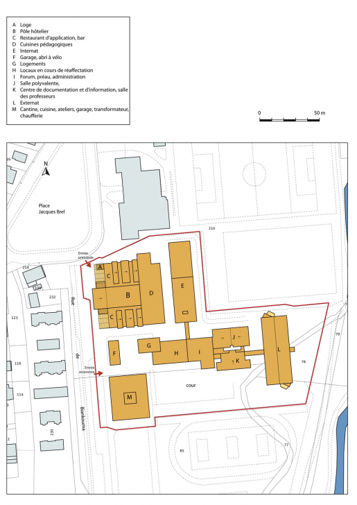 Plan-masse et de situation. Extrait du plan cadastral numérisé, section BO, échelle 1:1000. © Mathias Papigny / Région Bourgogne-Franche-Comté, Inventaire du patrimoine - 2014