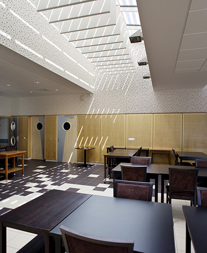 Détail : restaurant pédagogique. © Sonia Dourlot / Région Bourgogne-Franche-Comté, Inventaire du patrimoine - 2014