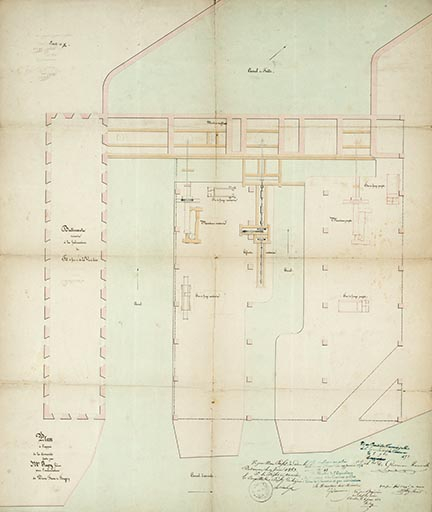 Plan à l’appui de la demande faite par MM. Japy frères pour l’autorisation de 2 feux de forge, s.d. [ca 1853]. © Jérôme Mongreville / Région Bourgogne-Franche-Comté, Inventaire du patrimoine - 2015