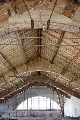 Vue axiale de la charpente, depuis l'ouest. © Jérôme Mongreville / Région Bourgogne-Franche-Comté, Inventaire du patrimoine - 2015