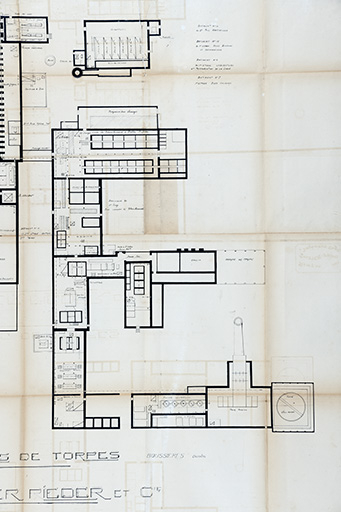 Papeteries de Torpes, Züber-Rieder et Cie, plan [partie ouest], 1923. © Léa Huguenin-Vuillemin / Région Bourgogne-Franche-Comté, Inventaire du patrimoine - 2015
