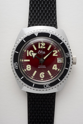 Montre-bracelet mécanique de plongée Edma (mouvement Jeambrun 27 DC). © Sonia Dourlot / Région Bourgogne-Franche-Comté, Inventaire du patrimoine - 2015