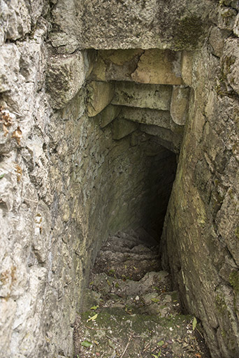 Dans la tour ouest. Vue de l'escalier depuis le haut.  © Sonia Dourlot / Région Bourgogne-Franche-Comté, Inventaire du patrimoine - 2015