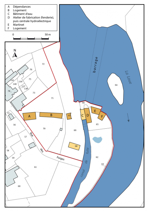 Plan-masse et de situation. Extrait du plan cadastral, 2016, section AC. © Mathias Papigny / Région Bourgogne-Franche-Comté, Inventaire du patrimoine - 2016
