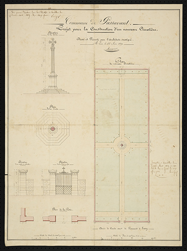 Projet pour la construction d'un nouveau cimetière. © Sonia Dourlot (reproduction) / Archives départementales de la Haute-Saône - 2016
