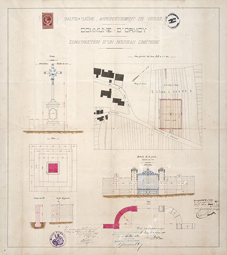 Projet du cimetière (1892). © Jérôme  Mongreville (reproduction) / Région Bourgogne-Franche-Comté, Inventaire du patrimoine - 2016 Projet du cimetière (1892). © Jérôme  Mongreville (reproduction) / Région Bourgogne-Franche-Comté, Inventaire du patrimoine - 2016