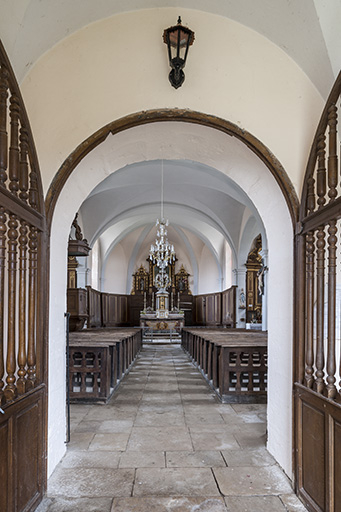 Vue de la nef depuis le portail d'entrée © Jérôme Mongreville / Région Bourgogne-Franche-Comté, Inventaire du patrimoine - 2016