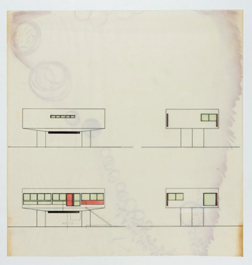 Plans en élévation des quatre faces de la maison. © Sonia Dourlot (reproduction) / Région Bourgogne-Franche-Comté, Inventaire du patrimoine - 2016