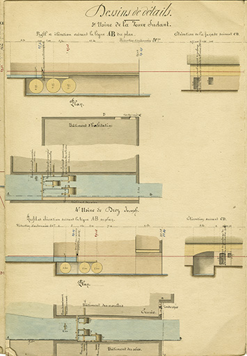 Commune de Grand'Combe. Règlement d'eau des usines [...] Dessins de détails [usines Sudant et Droz], 21 juin 1876. © Laurent Poupard / Région Bourgogne-Franche-Comté, Inventaire du patrimoine - 2018