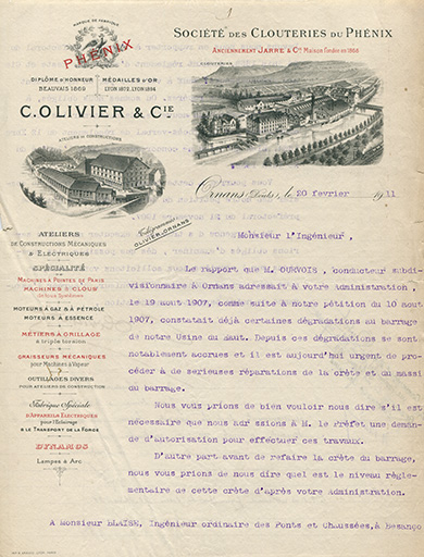 Papier à en-tête, 1911. © Liliane Hamelin / Région Bourgogne-Franche-Comté, Inventaire du patrimoine - 2018