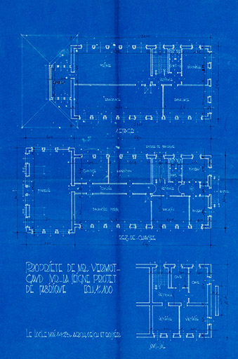 Propriété de Mr Vermot-Gaud, Sur-la-Seigne. Projet de fabrique. Sous-sol, Rez-de-chaussée [et] 1er étage [plans], mai 1923. © Jérôme Mongreville / Région Bourgogne-Franche-Comté, Inventaire du patrimoine - 2018