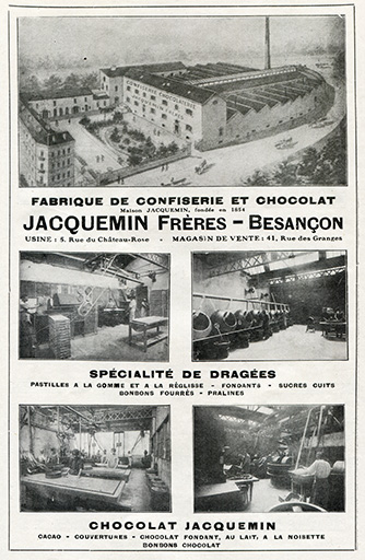 Jacquemin Frères, page publicitaire, s.d. [1923]. © Raphaël Favereaux / Région Bourgogne-Franche-Comté, Inventaire du patrimoine - 2018