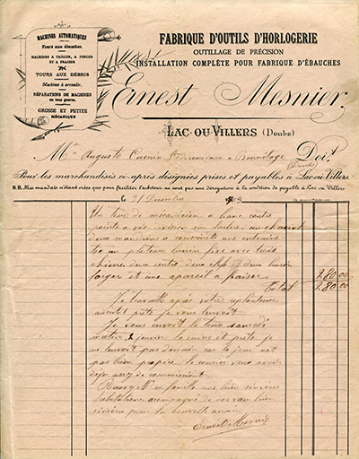 Papier à en-tête d'Ernest Mesnier, 31 décembre 1903. © Laurent Poupard / Région Bourgogne-Franche-Comté, Inventaire du patrimoine - 2018