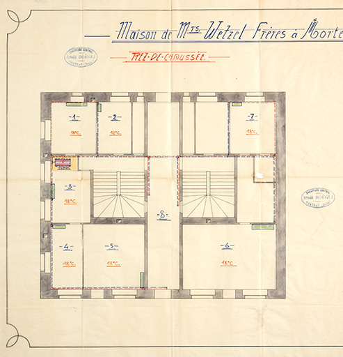 Maison de Mrs Wetzel Frères à Morteau (Doubs). Rez-de-chaussée, avril 1911. © Sonia Dourlot / Région Bourgogne-Franche-Comté, Inventaire du patrimoine - 2018 Maison de Mrs Wetzel Frères à Morteau (Doubs). Rez-de-chaussée, avril 1911. © Sonia Dourlot / Région Bourgogne-Franche-Comté, Inventaire du patrimoine - 2018