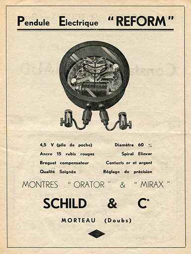 Pendule électrique "Reform" [publicité], 1947. © Laurent Poupard / Région Bourgogne-Franche-Comté, Inventaire du patrimoine - 2018