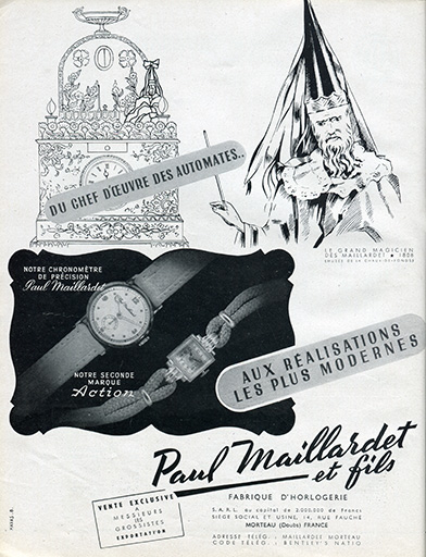 Publicité pour les Ets Paul Maillardet et Fils, 1947. © Laurent Poupard / Région Bourgogne-Franche-Comté, Inventaire du patrimoine - 2018 Publicité pour les Ets Paul Maillardet et Fils, 1947. © Laurent Poupard / Région Bourgogne-Franche-Comté, Inventaire du patrimoine - 2018