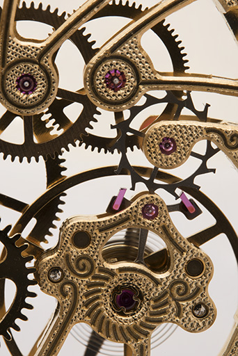 Détail : échappement à ancre (avec le coq au premier plan). © Sonia Dourlot / Région Bourgogne-Franche-Comté, Inventaire du patrimoine - 2018